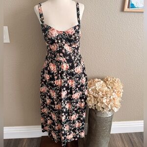 Floral Black Midi Dress